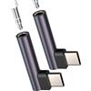 zoyuzan Adattatore per cuffie da USB C a cavo AUX audio per iPhone 17, 16 Pro Max, compatibile con Samsung, Apple per iPad (2 pezzi) a jack da 3,5 mm, microfono, DAC, cellulare, auto, splitter, connettore per