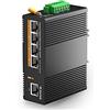 MokerLink Switch Ethernet industriale su guida DIN Gigabit PoE a 5 porte, alimentazione PoE+ da 60 W, switch di rete non gestito IP40 (da -40 a 185 °F), con alimentatore