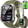 Baolubao Militare SmartWatch Uomo(Rispondi/Effettua Chiamate), Fitness Tracker con Torcia/Bussola/900mAh Batteria /24H Cardiofrequenzimetro/Sonno/ SpO2/100+ Modalità Sport per Android IOS (2 Cinturini)