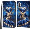 Haninsuze Cover per Samsung Galaxy Note 10 Plus, Custodia Interno TPU Antiurto Portafoglio con Disegni [schede Fessura] [Supporto Stand] Cover Libro in PU Pelle (cuore blu)
