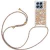 YAMCCCSE Custodia con Cordino per Xiaomi 14T PRO 5G/ Xiaomi 14T 5G,Liquid Quicksand Cover con Collana Practical Stylish,Silicone Liquido Antiscivolo Case per Cellulare Girocollo，d'oro