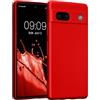 kwmobile Custodia Compatibile con Google Pixel 7a Cover - Protezione Back Case Morbida - Silicone TPU Effetto Metallizzato Rosso Scuro Metallizzato