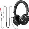SIMOLIO SM-906 Cuffie per TV con controllo del volume, Cuffia Over-ear audio con 15ft cavo a spirale più 6.6ft cavo esteso, supporta RCA e 3.5mm AUX uscita, cuffia cablata con microfono per PC, Laptop