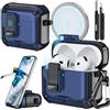 Joremx Custodia Magnetica Per AirPods 4 con Porta Telefono (Blu Navy)