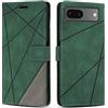 SONWO Cover per Google Pixel 7 Custodia, Flip Caso in PU Pelle Case Cover Premium Portafoglio Custodia per Google Pixel 7, Supporto Stand, Slot per Schede, Verde