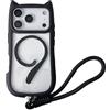 Emlivi Custodia magnetica per iPhone 17 Pro, trasparente, con bracciale, con orecchie di gatto 3D, morbido silicone TPU, con catena per iPhone 17 Pro, colore: nero