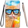 TOUCASA Cover per Motorola Moto G7 Power,Flip Caso Custodia [Creativo Dipinto] PU Pelle Portafoglio Unico Sottile Funzione TPU Antiurto Flip Cover a Libro per Motorola Moto G7 Power (Bere Gatto)