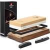 XINZUO 3000/8000 Pietra per Affilare 2-in-1 Affilacoltelli Bifacciale Grana | Professionale 5 Pezzi Affila Coltelli -con Base Antiscivolo e Guida Angolare e Pietra Piatta Diamantata