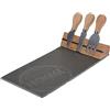 Spetebo Set di piatti per formaggi in ardesia e bambù, 4 pezzi, 30 x 15 cm, con posate e supporto magnetico, piastra in ardesia per formaggio, con coltello da formaggio, per alimenti
