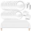 MORAINJAY Set di 69 Stoviglie Carta per feste,Blanc Stoviglie Party Set Include Piatti,Tovaglioli,Tazze,Tovaglia per Compleanno,Baby Shower,Ristorante e Matrimoni Tinta Unita Decor -16 Ospiti