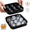 xiaoxiaoshen Stampo per cubetti di ghiaccio in silicone, 9 pezzi, con coperchio, senza BPA, riutilizzabile, rotondo, per bevande, compleanno e calcio