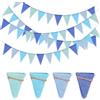 GEEKEO Bandierine di Juta Bandierine Triangolari, 4 Pezzi Ghirlanda di Bandierine Juta 48 Pezzi Gagliardetto di Tela Vintage Decorazione per Matrimoni Battesimo Feste di Compleanno (Blu)