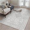 PureCozy Tappeto vintage lavabile, grigio per soggiorno, 120 x 170 cm, a pelo corto, antiscivolo, morbido, stile bohémien, per cucine, camera da letto, sala da pranzo, bedroom Living Room, ufficio