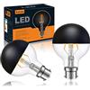 KOOYWAN G80 B22 LED Lampada a Filamento 6W Testa Specchio Nero 2700K Bianco Caldo Smerigliato Corona Nera Lampadina Senza Ombre Confezione 2unit