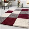 Teppium Tappeto a pelo lungo per soggiorno a design a quadri per camera da letto, sala da pranzo e cucina morbido e soffice, facile da pulire Misurare: 80 x 250 cm Colore: Rosso