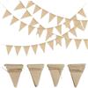 GEEKEO Bandierine di Juta Bandierine Triangolari, 4 Pezzi Ghirlanda di Bandierine Juta 48 Pezzi Gagliardetto di Tela Vintage Decorazione per Matrimoni Battesimo Feste di Compleanno (Marrone)