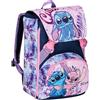 Seven Zaino Scuola Estensibile DISNEY - LILO & STITCH 2CUTE, Azzurro Rosa - Doppio Scomparto Sdoppiabile Tramite Zip e Con Tasca Porta Borraccia, Bambina
