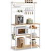VASAGLE Scaffale Cucina, Scaffale per Microonde, Mobile Cucina con Portacoltelli Magnetico, Cestino, Portarotolo, 12 Ganci, Rovere Dorato e Bianco KKS026Y09