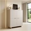 Dmora Credenza Colonno 41.5x100x145h cm Beige 6 Ripiani 8 Vani, Madia Apertura Battente