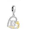 ZakiaHo Ciondoli placcati in oro da 12, 13, 16, 18, 21, 30, 40, 50, 60, 70, 80, per compleanni, braccialetti da donna, a forma di rosa, a forma di cuore, compatibili con braccialetti Pandora, Rame