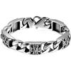 JewelryWe - Bracciale Punk Catena Moto con Teschio Cranio in Acciaio Inossidabile Stile Gotico Classico Regalo per Uomini