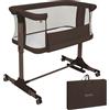 lionelo PARI Culla Co Sleeping Fianco Letto 3 in 1, Regolabile in Altezza 6 Livelli, Materasso T25 2 cm, Ruote con Blocco e Dondolo, Gambe Regolabili per Letto Continentale, Rivestimento Lavabile