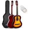 3rd Avenue Pacchetto Per Principianti Di Corde In Nylon Spagnolo Per Chitarra Classica 4/4 A Grandezza Naturale - 6 Mesi Di Lezioni Gratuite, Borsa, Corde - Sunburst