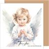 Edition Seidel Biglietto di auguri quadrato di alta qualità per battesimo con busta, biglietto di auguri per battesimo con angelo, ali di battesimo, bambino, bambino (ETQ116 SW025)