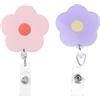 ZEACCT 2 Pezzi Portabadge a Scomparsa con Fiori - Gancio a Coccodrillo per Infermieri, Docenti e Personale Ospedaliero - Accessorio Elegante per Lanyard e Targhette Identificative