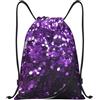 Generic Zaino con Coulisse Beautiful Purple Glitter Drawstring Backpack Pieghevole Borsa con Coulisse Grande capacità Sportiva Zainetto per Viaggi Vacanze Spiaggia