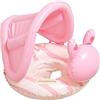 Huvqianu Galleggiante Báby con Cappottina per 2-4 Anni, Design Luminoso e Visibile, 53x53x50 cm, Sedile Gonfiabile per Nuoto per Bambini, Poltrona Galleggiante da Piscina Báby con Parasole, per Resort sulla Sp