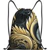 Generic Zaino con Coulisse Dark Gold And Beige Style Pattern Drawstring Backpack Impermeabile Sacchetta Sportiva Leggero Sportiva Zainetto per Spiaggia Scuola Viaggi