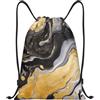 Generic Zaino con Coulisse Black Golden Marble Ink Borsa con Coulisse Resistente Drawstring Backpack Impermeabile Sacchetta Sportiva per Viaggi Vacanze Spiaggia