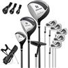COSTWAY Set Completo di Mazze da Golf per Mancini da Uomo, Borsa Portatile con Supporto e Cappuccio Antipioggia, Include Driver 1 da 460CC, Fairway 3, Ibrido 4, Ferri 6, 7, 8, 9, P e Putter (Nero)