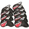 Wxyestna Copricapo da golf Shark Golf Copritesta in ferro Mazze Proteggi attrezzatura per maniche 9 pezzi Nero