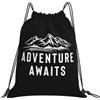 Generic Zaino con Coulisse Adventure Await Drawstring Backpack Resistente Sacca da Palestra Grande capacità Sportiva Zainetto per Spiaggia Unisex Scuola