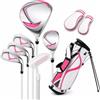 Yunmeryker Set Golf Junior Completo, 6 Mazze con Carbonio, per Destrimani, con Sacca, Altezza 95-115cm, 5000g, Rosso