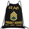 Generic Zaino con Coulisse Army E6 Staff Sergeante Drawstring Backpack Grande capacità Sacchetta Sportiva Leggero Sportiva Zainetto per Viaggi Spiaggia Vacanze