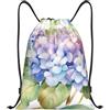 Generic Zaino con Coulisse Hydrangea Watercolor Drawstring Backpack Resistente Sportiva Zainetto Pieghevole Sacchetta Sportiva per Scuola Unisex Viaggi