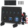 Jnchdghwa Pannello di Interruttori A 5 Gang con Porta USB Duale e Uscita 12V Impermeabile A LED Blu per Auto e Barca.