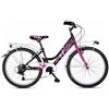 Airbici Bicicletta per bambini Red Moon Lady 24 pollici, bianco/fucsia/nero, da 7 a 15 anni, 6 velocità, telaio in acciaio, con parafanghi e portapacchi (rosa)