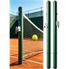 Generico Pali for rete da tennis permanenti da 42, pali da tennis in acciaio con manicotti a terra, kit di pali fissi for campi da cortile e scolastici