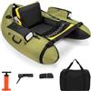 LEADZM Gommone gonfiabile con pompa, barca da pesca con supporto per canna da pesca, cinghie regolabili, borsa portaoggetti, portata 150 kg (verde militare)