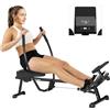 SPORTNOW Vogatore idraulico con 12 livelli di resistenza Vogatore con schermo LCD e pedale antiscivolo, portata massima 130KG, allenamento cardio a casa, nero