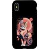 Geometric Cat Art Custodia per iPhone X/XS Astratto Geometrico Calico Cat Retro Arte Moderna