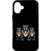 Cool 3 Hip Hop Trio Street Gold Chain Fu Custodia per iPhone 16 Plus Pitbull Pittie Rap Old School Retro Streetwear anni '80 '90 Tre