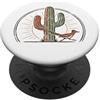 Western Desert Vibes - Gifts & Apparel C Roadrunner Uccello Deserto Saguaro Cactus Arizona Vintage PopSockets PopGrip Adesivo