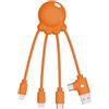 Xoopar Cavo multi USB 4 in 1 a forma di polpo caricatore universale in plastica riciclata dagli oceani porta USB/C Lightning Micro USB compatibile tutti gli smartphone Octopus OBP Arancione