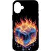Cool Ice Outfit Custodia per iPhone 16 Plus Cubo freddo con ghiaccio e fuoco costume per un look fresco