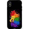 Colorful Rainbow Aesthetic Pride Animal Custodia per iPhone X/XS Simpatica bandiera LGBTQ Pride Pop Art con pila a forma di gatto arcobaleno